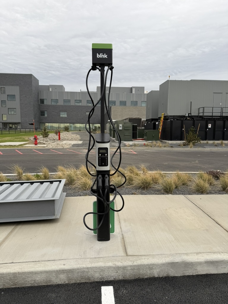 Blink EV charger deployed at outdoor commercial facility